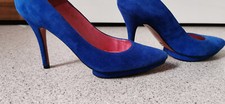 Pumps High Heels 10 cm Veloursleder Königblau Royal Blue Gr. 41D
