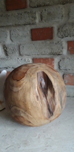 Teakholz kugel skulptur - teakholz,