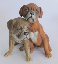 Porzellanfigur 2 Boxer sitzend