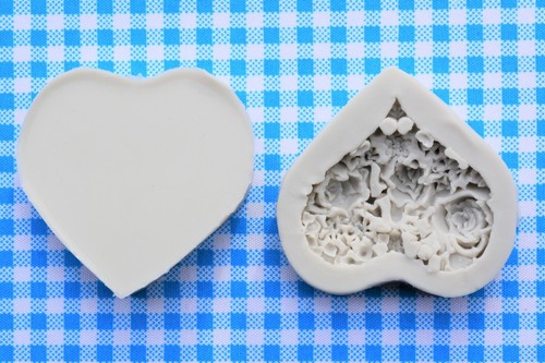Silikonform herz mit blumen - herz,