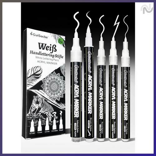 Acrylmarker 5er set wasserfest - 5er-set,