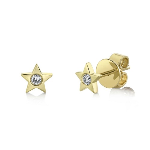 14k gelbgold stern ohrstecker - 14k,
