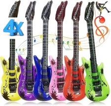 4 x Aufblasbare Luftgitarren Bunt 90cm Luft Gitarre Wasser Spaß Kinder 8 Farben