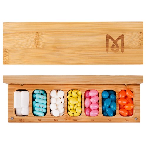 Tablettenbox tage aus holz - tablettenbox,