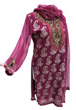 Neerus Gr. L Afghanistan Pakistan Idien Kleidung Frauen Kleid rot Hose schaal