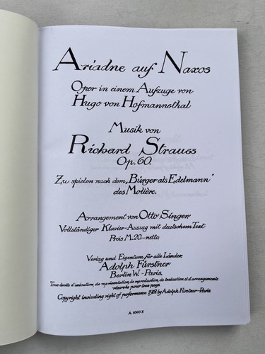 Noten strauss ariadne auf - ariadne,
