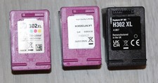 3 leere Druckerpatronen Tintenpatronen HP 302XL und HP 302XL schwarz farbig leer