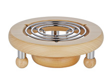 Stövchen rund Holz Edelstahl Warmhalteplatte Teekanne Ausstellungsstück Stöfchen