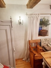 2er Set Schlaufen Vorhang Gardine Dekoschal Baumwolle wollweiss 210 x 145 cm