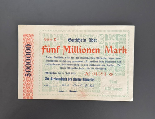Notgeld ahrweiler millionen - ahrweiler,, 5