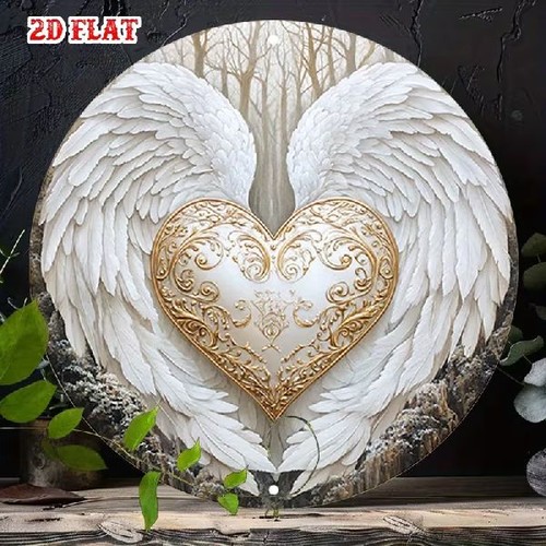 Blechschild rund goldenes herz - goldenes,