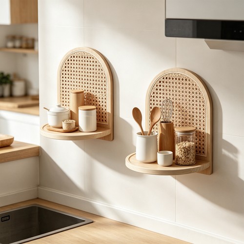 2er set rattan wandregal boho - set,