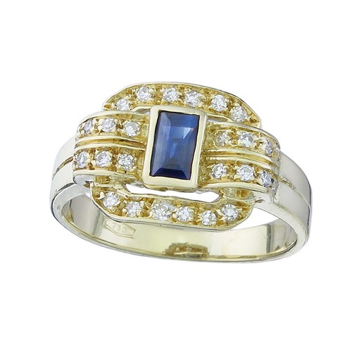 Sapphire diamond ring 750 - diamond,