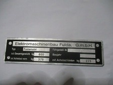 Typenschild id-plate für Fuldamobil plate placa targa targhetta s61 s66