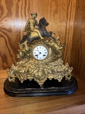 Kaminuhr, Frankreich, antik, Jagd, 19 Jhd