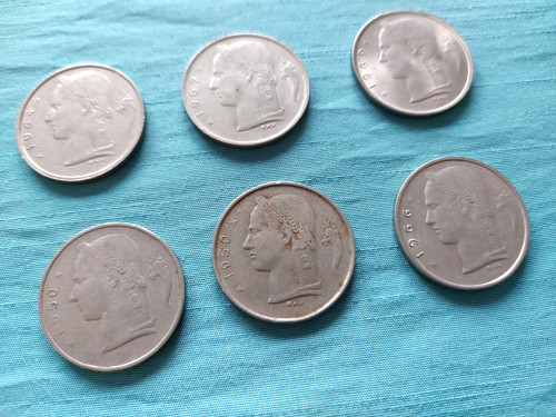 Münze belgische francs - 6x,