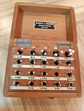 MARTIN & TSCHOPP Prüfstifte alt in Holzbox Hölstein Schweiz Uhrenwerkzeug