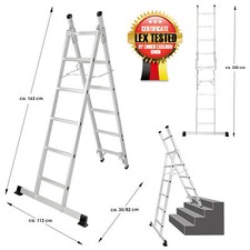 Alu 3 in 1 Kombileiter Mehrzweckleiter Schiebeleiter Anlegeleiter 11 stufig