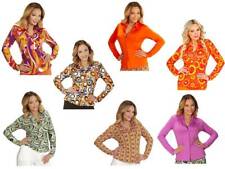 Damen Bluse Hippie 70er Jahre Retro Flower Power Disco Schlager Hemd Karneval