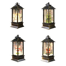 infactory Deko-LED-Laterne mit Schneewirbel, Weihnachtsmann und Tannenbaum