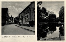 Ak Aerzen im Weserbergland, Hotel zum Goldenen Engel, Domänenteich - 4333212