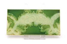 Jugendstil Keramik Fliese Kachel Kunst grün Blumenmotiv Vintage alt 15 x 7,5 cm