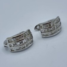 D208# schönes Paar W Gold 750 Ohrringe ca. 1,2 ct Diamant im Trapez Schliff