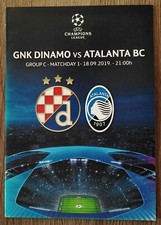 off. Programm UEFA Champions League 2019/20 GNK Dinamo Zagreb - Atalanta Bergamo