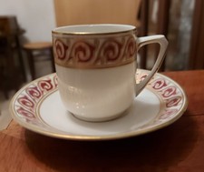 Mokkatasse und Teller, wahrscheinlich um 1920, Handgemalt 