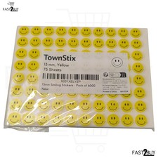 TownStix Smiley Aufkleber 13mm Gelb – 6000 Stück Lustige Sticker Set Schule Büro