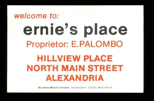Matchbox label pub ernie - matchbox,