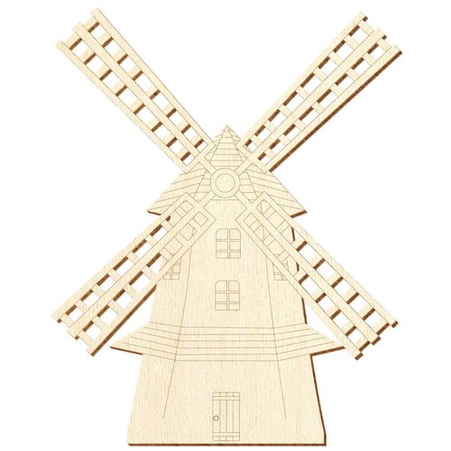 Holz windmühle deko - -,