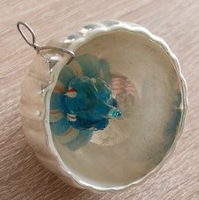 Antik Lauscha Christbaumkugel Reflexkugel, mit Flüssigkeit gefüllter Glasperle 