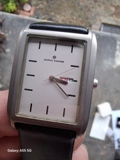 Alpha Saphir Uhr, Titanium + Saphireglas, Full Set aus 2001, original Lederband