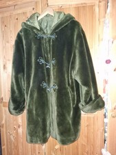 webpelz mantel mit Kapuze grün mollig warm gr.xl dufflecoat