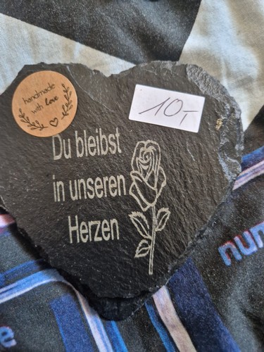 Schiefer herz gedenkstein mit - schiefer, herz-gedenkstein