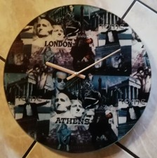 Wanduhr Glas Motiv London Athen Rom 35 cm 