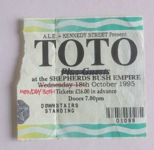 Toto ticket stub from - toto,