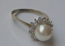 Ring mit Perle Diamant in 14