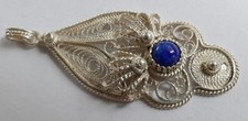 Anhänger filigrane Arbeit blauer Cabochon Silber Vintage 70er pendant silver
