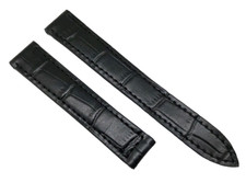 Uhrenarmband 15mm für Faltschliesse Tank Krokoprägung schwarz / 48