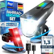 NEXTCOVER Fahrradlicht Set USB aufladbar Fahrradlampe Rücklicht Fahrradleuchte