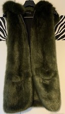 Zara Weste S M 36 38 40 Plüsch Teddy  Fake Fur Kapuze Wie Neu Grün Khaki Warm