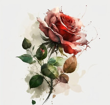 Wandbild Rote Rose Stielrose