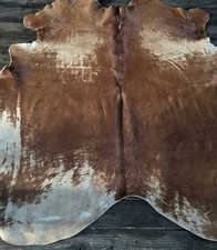 WUNDERSCHÖNES GROSSES KUHFELL Rinderfell WEISS-BRAUN/ 220cm