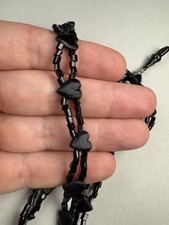 Seltene Antike Halskette Herzen Liebe „French Jet“ Pressglas Glas Böhmen Kette