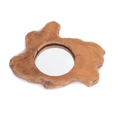 WURZELHOLZ SPIEGEL "TIKO" | Teak, 40 cm | Wandspiegel, dekorativer Teakspiegel