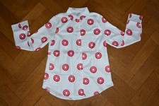 Neu, Damenbluse, Gr. S, weiß/rot, Donutringe, Langarm