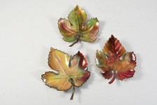 N86P35- 3x Gabriella Gabrini Padua Kunst Schale Blattform Email auf Kupfer sign.