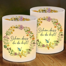 Windlicht Tischdeko Frühling Blumenkranz Schmetterling Taufe Hochzeit Kommunion
